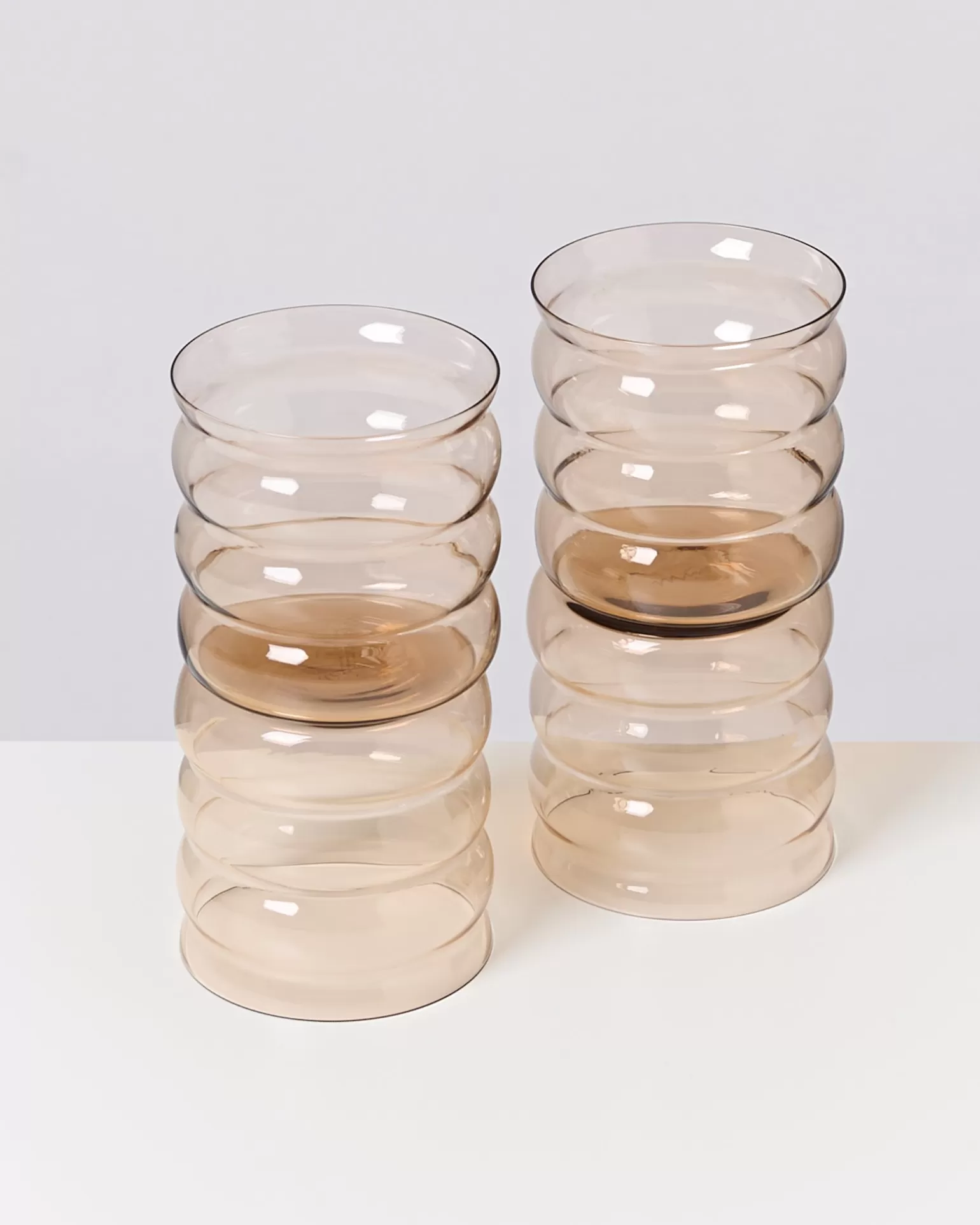 Oferta Flash: Juego Exclusivo de 4 Copas Burbuja de Cristal en Bronce - Colección Miio Joia para Ambientes Íntimos