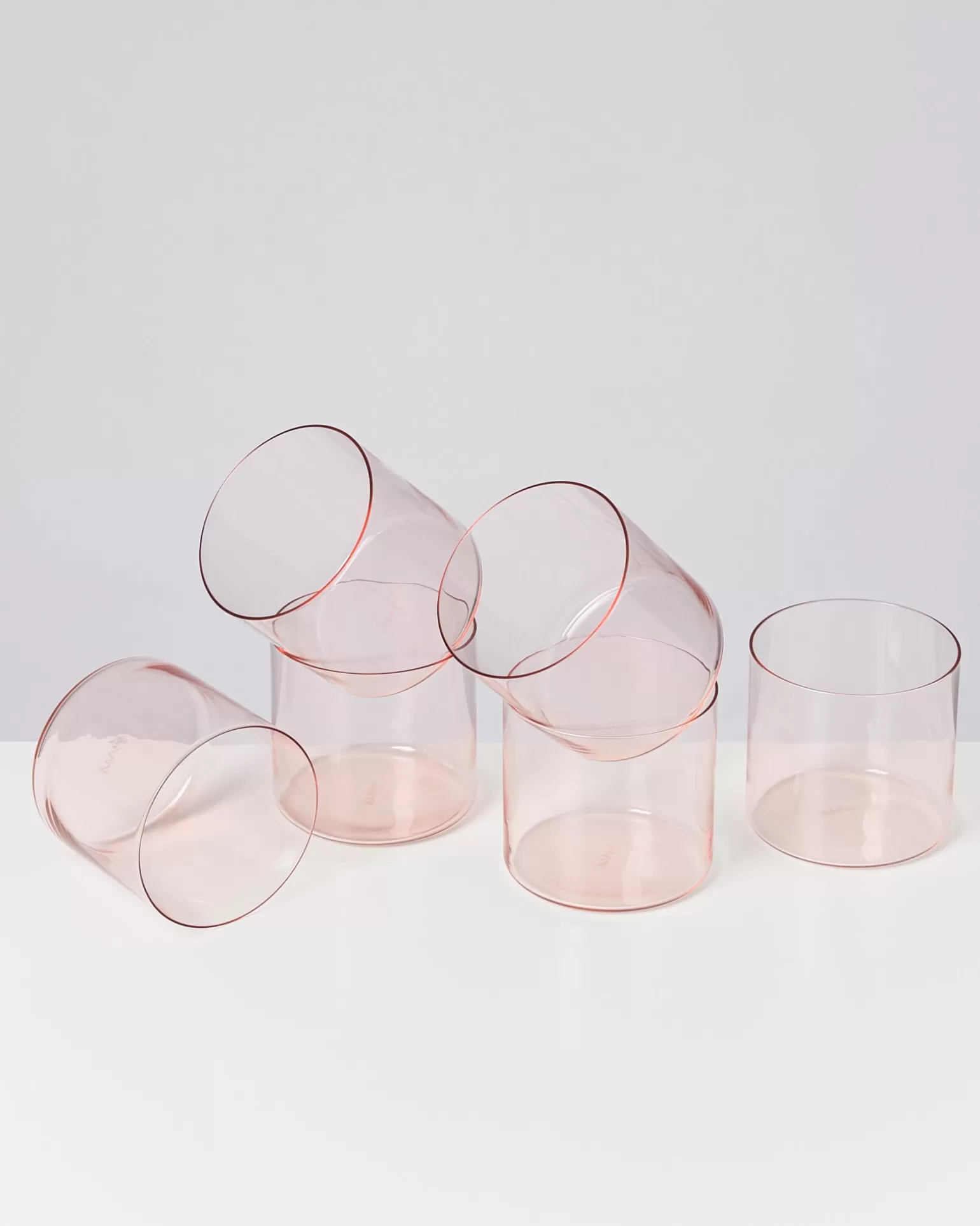 Juego de 6 Vasos de Cristal en Tono Ópalo Rosa - Colección Cheap Motel a Miio Joia
