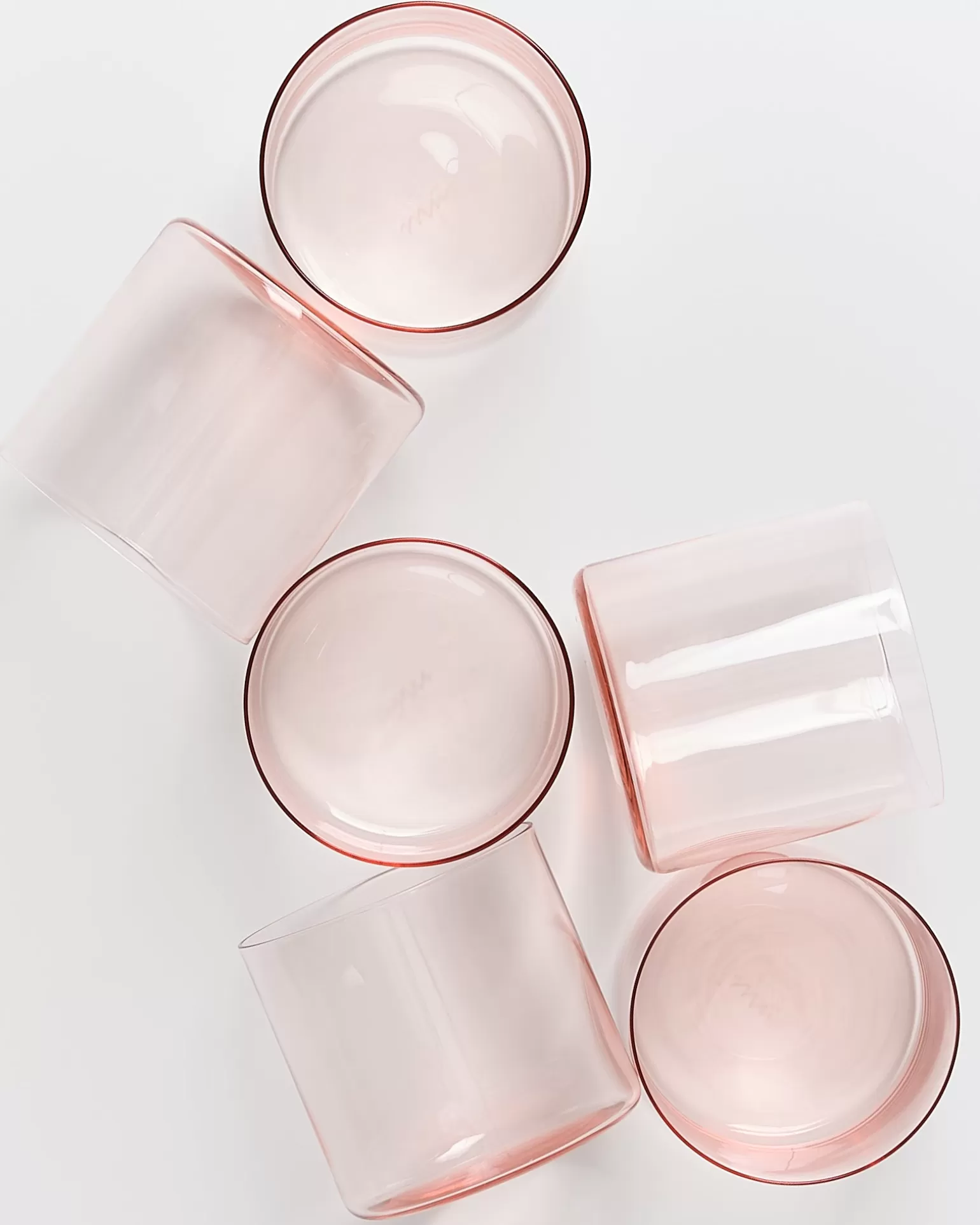 Juego de 6 Vasos de Cristal en Tono Ópalo Rosa - Colección Cheap Motel a Miio Joia