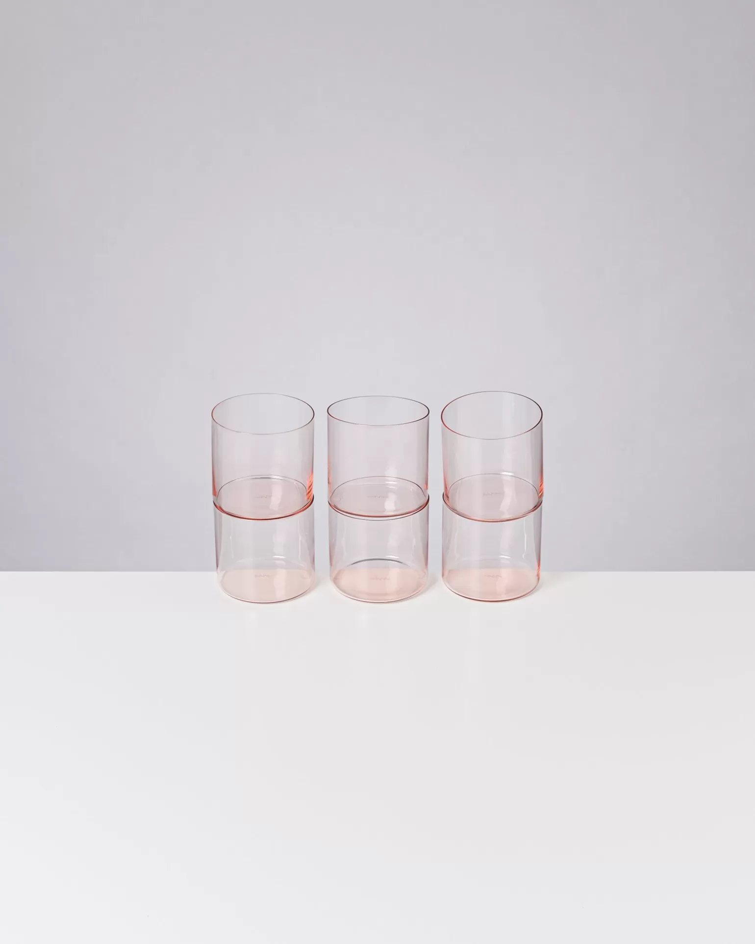 Juego de 6 Vasos de Cristal en Tono Ópalo Rosa - Colección Cheap Motel a Miio Joia