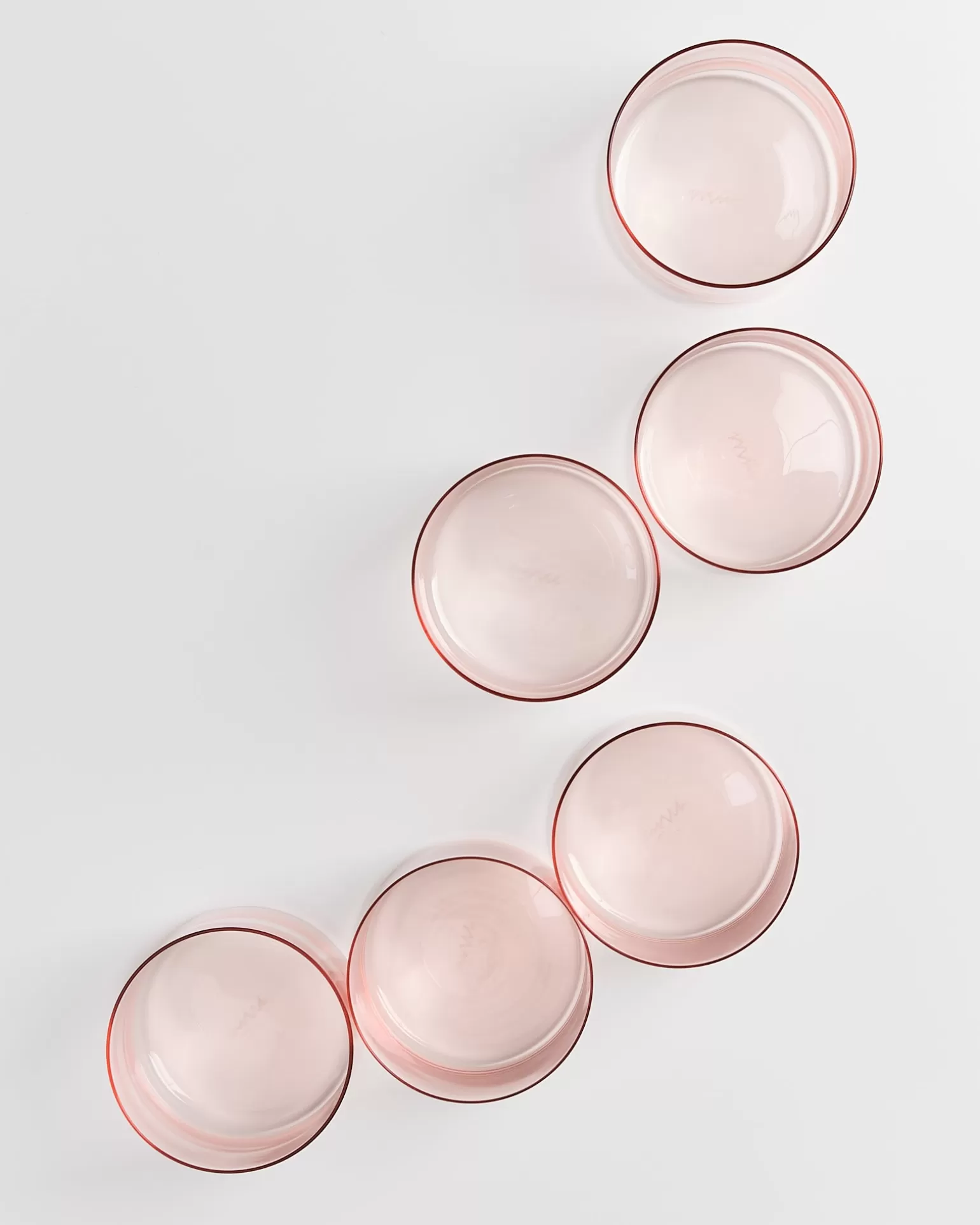 Juego de 6 Vasos de Cristal en Tono Ópalo Rosa - Colección Cheap Motel a Miio Joia