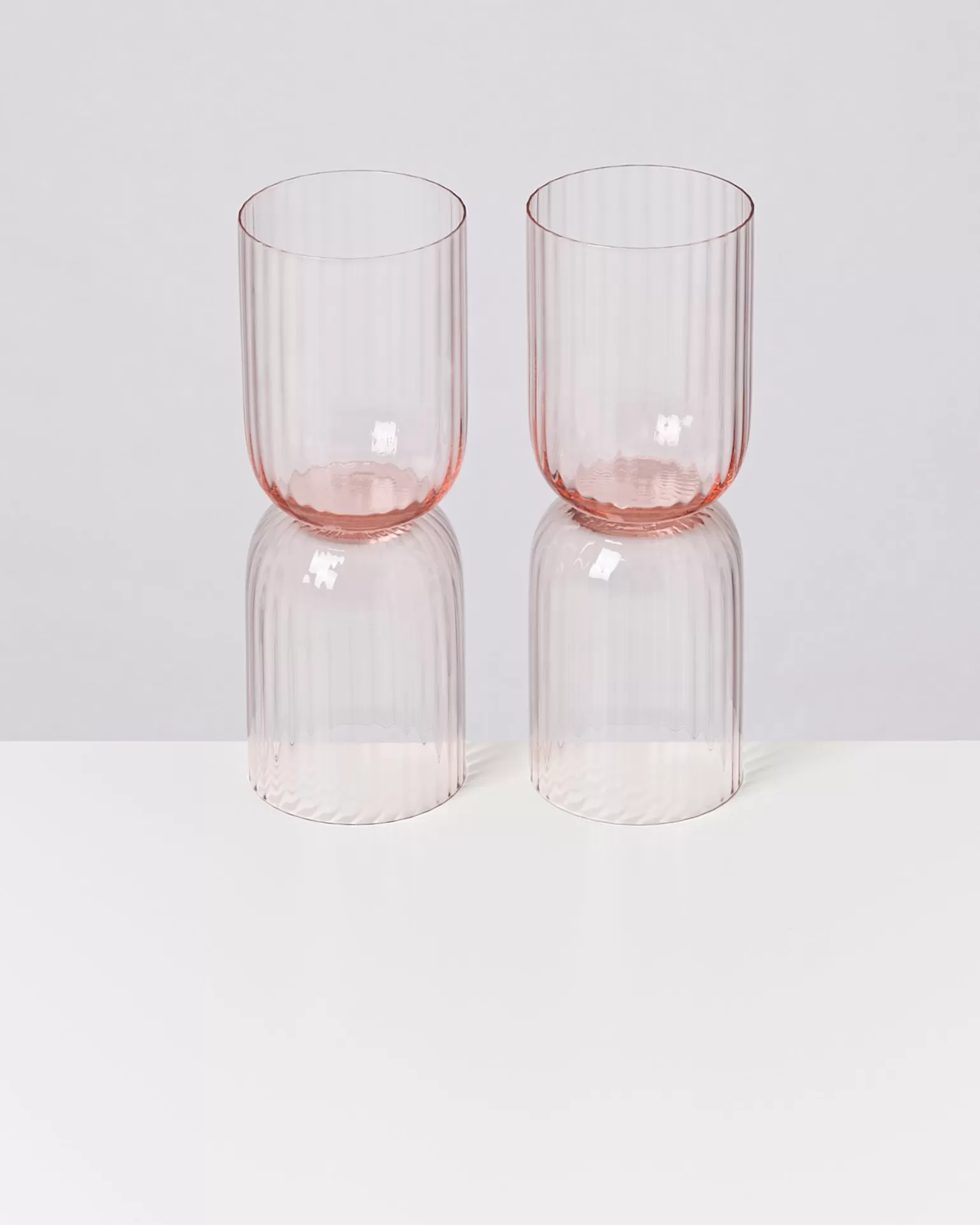 Juego Elegante de 4 Copas Miio Joia en Vidrio Texturizado - Ópalo Rosa Brillante | Colección Exclusiva Fashion Motel