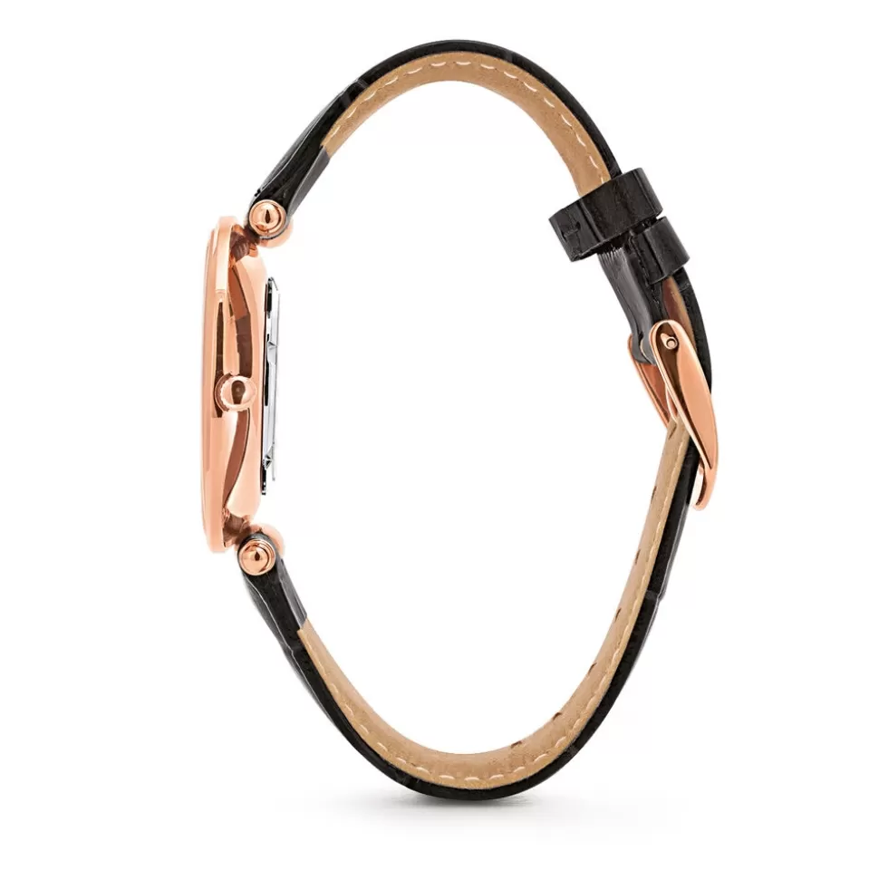 Reloj Femenino Folli Follie Lady Club - Correa de Cuero Elegante con Esfera Grande en Negro