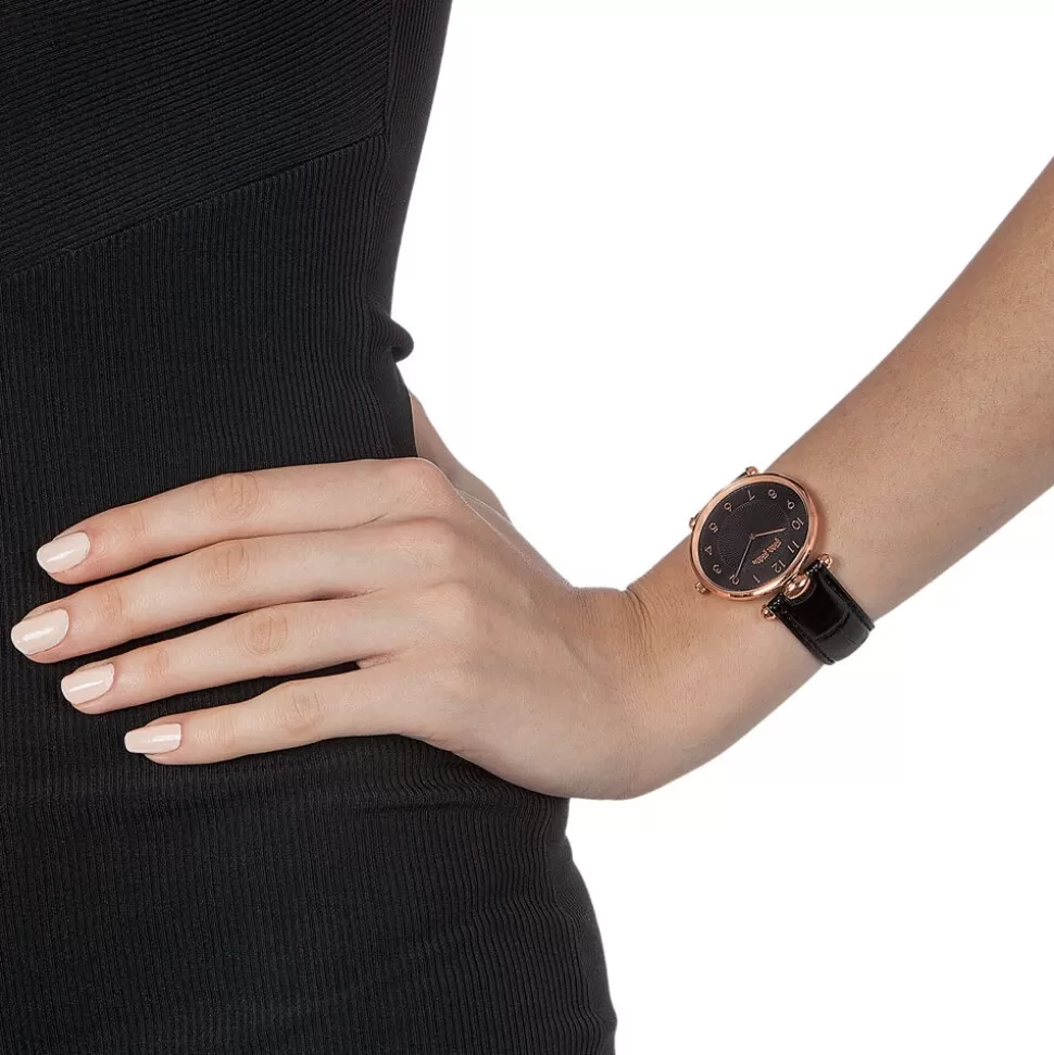 Reloj Femenino Folli Follie Lady Club - Correa de Cuero Elegante con Esfera Grande en Negro