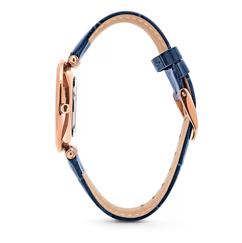 Elegante Reloj Folli Follie para Mujer - Correa de Cuero Azul con Esfera Grande | Diseño Moderno Club de Damas
