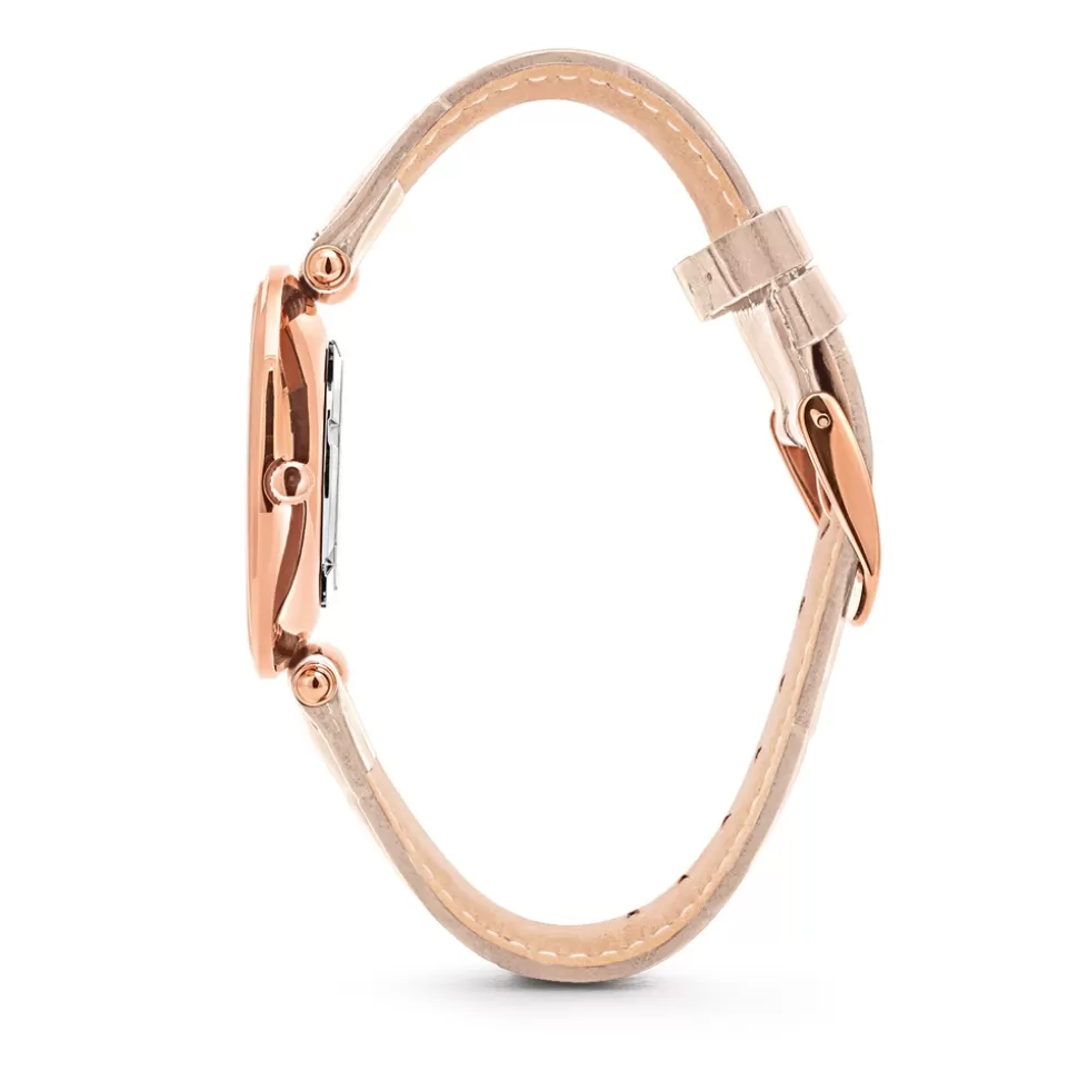 Folli Follie Reloj de Pulsera Elegante para Mujer - Caja Grande en Tono Rosa con Correa de Cuero Suave, Diseño Moderno para Ocasiones Especiales