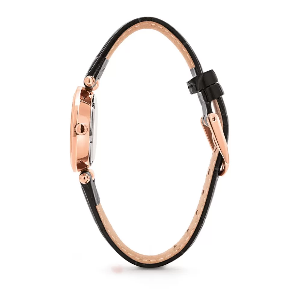 Reloj Folli Follie para Mujer - Correa de Cuero Negro Elegante | Colección Lady Club con Caja Compacta y Estilo Sofisticado
