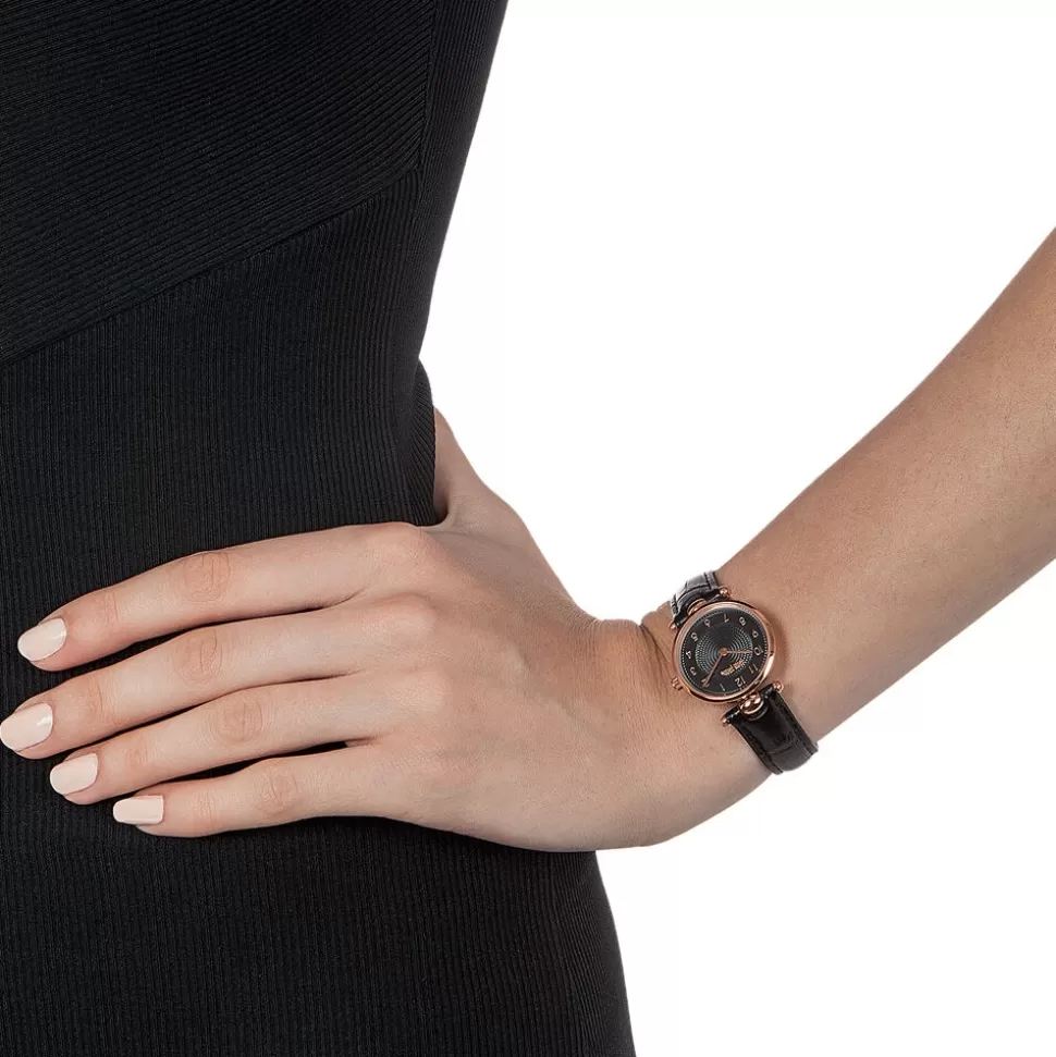 Reloj Folli Follie para Mujer - Correa de Cuero Negro Elegante | Colección Lady Club con Caja Compacta y Estilo Sofisticado