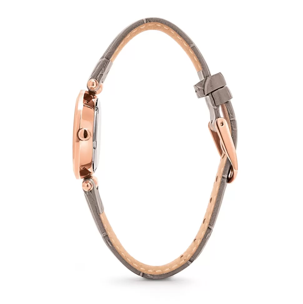 Elegante Reloj Folli Follie para Mujer - Correa Gris de Cuero Premium con Caja Compacta Club Lady