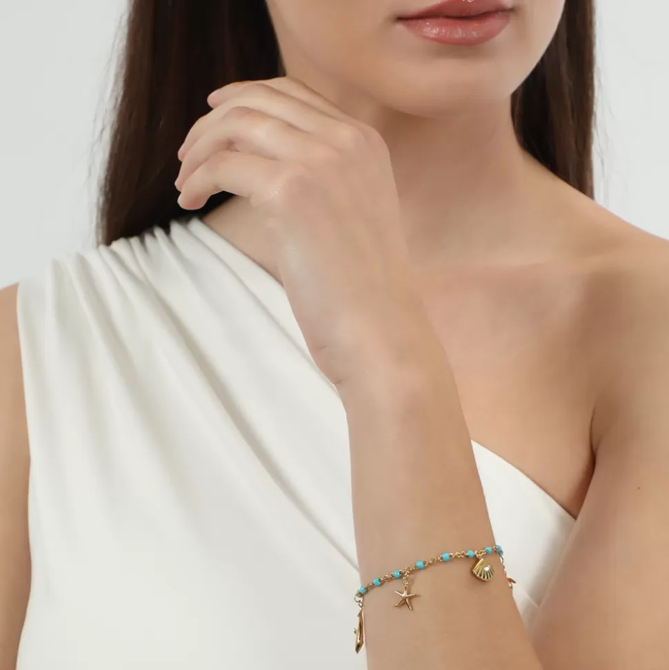 Pulsera Mare Bello para Mujer - Cadena Baño de Oro con Esmaltes Vibrantes y Dijes Encantadores
