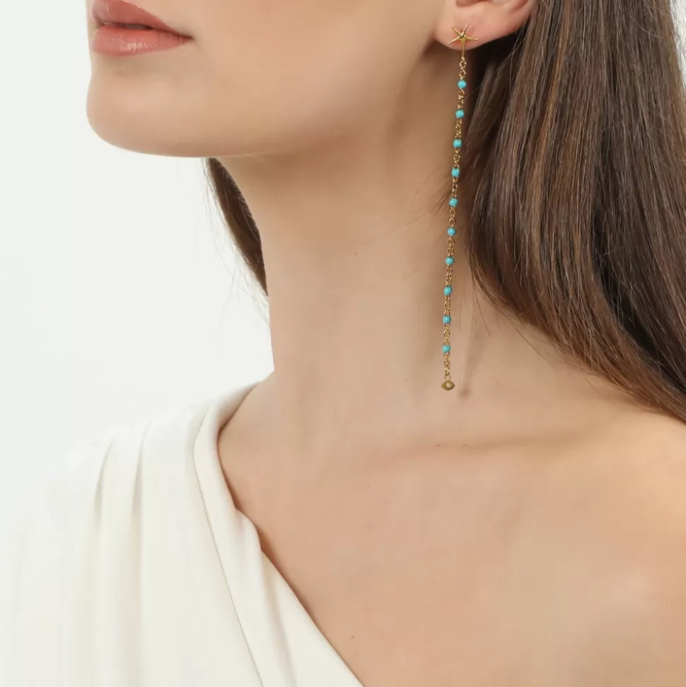 Aretes Folli Follie Mare Bello - Cadena colgante en oro laminado con esmalte para mujer