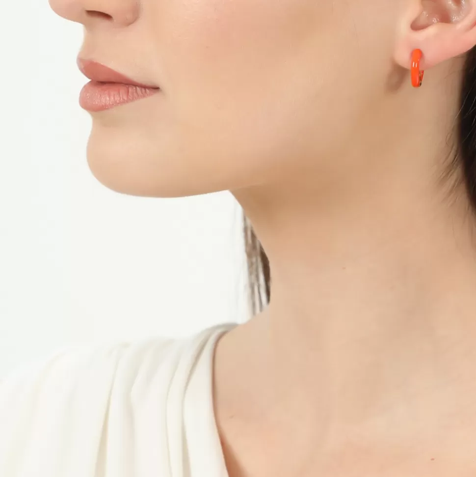 Aros Dorados Mare Bello de Folli Follie - Diseño con Esmalte y Conchas Nacaradas para Mujer