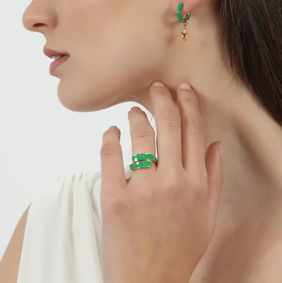 Anillo Folli Follie Mare Bello para Mujer - Baño de Oro con Detalle Esmaltado | Joyería Elegante de Moda