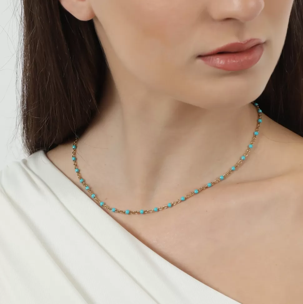 Collar Corto Mare Bello en Baño de Oro con Esmalte - Diseño Elegante para Mujer de Folli Follie