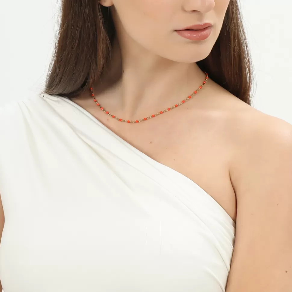 Collar Corto Mare Bello en Baño de Oro con Detalle de Esmalte - Joyería Elegante para Mujer