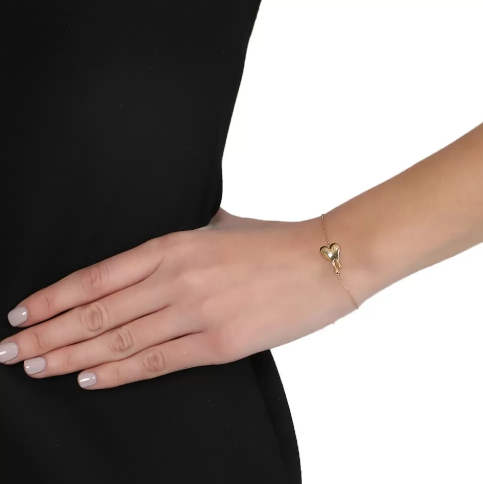 Pulsera de Corazón Latente en Cadena Dorada - Diseño Ajustable para Mujer con Toque Elegante