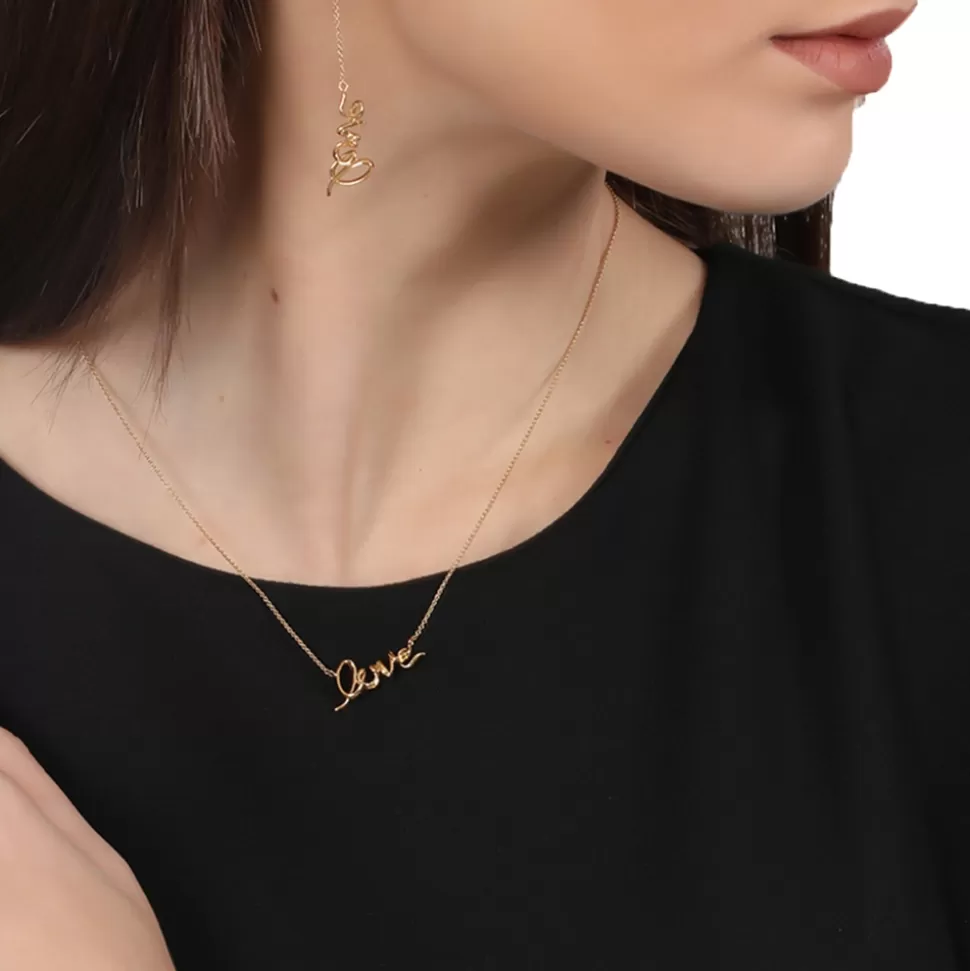 Aretes Corazón Derretido en Oro - Cadena con Detalle de Amor de Folli Follie para Mujer