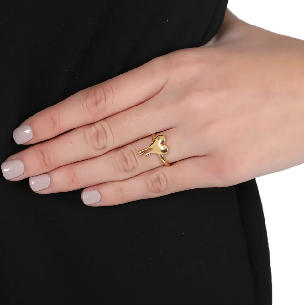 Anillo Corazón Derretido en Oro Laminado - Joyería Folli Follie para Regalos Románticos