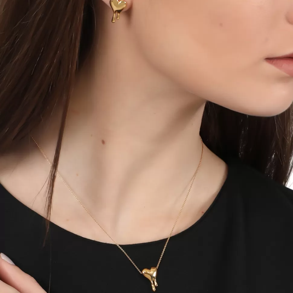 Pendientes Folli Follie Mujer - Corazón Luminoso en Oro con Diseño Exclusivo