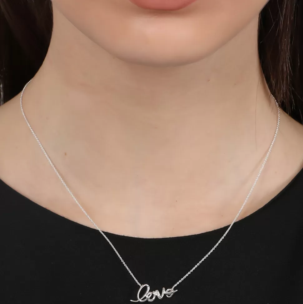 Folli Follie - Collar Plata Corazón Fundido | Diseño Corto con Detalle Romántico de Amor, Elegancia Atemporal para Ellas