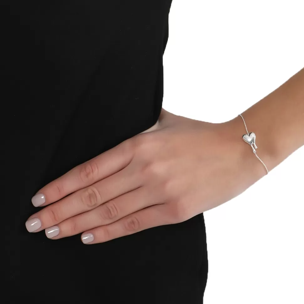 Pulsera Elegante de Cadena Plata con Detalle Corazón Derretido - Colección Folli Follie Mujer