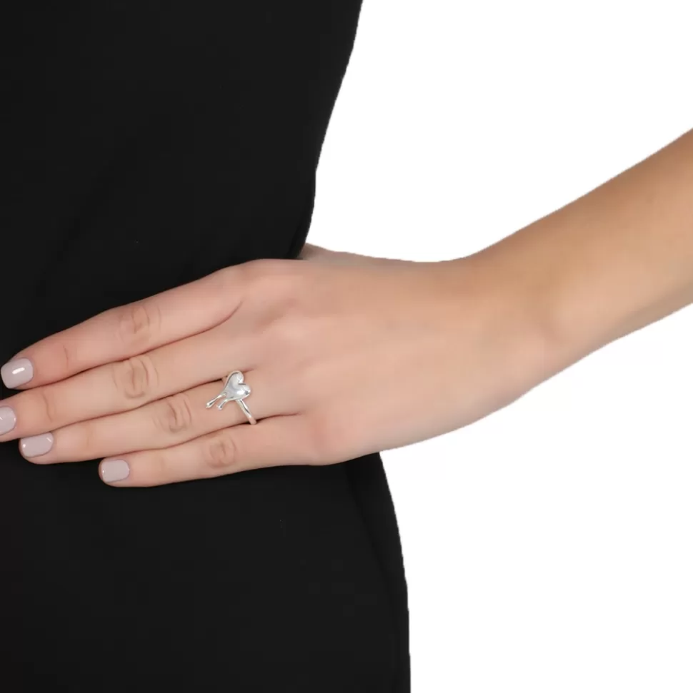 Anillo Corazón Derretido en Plata para Mujer - Joyería Folli Follie con Detalle de Corazón