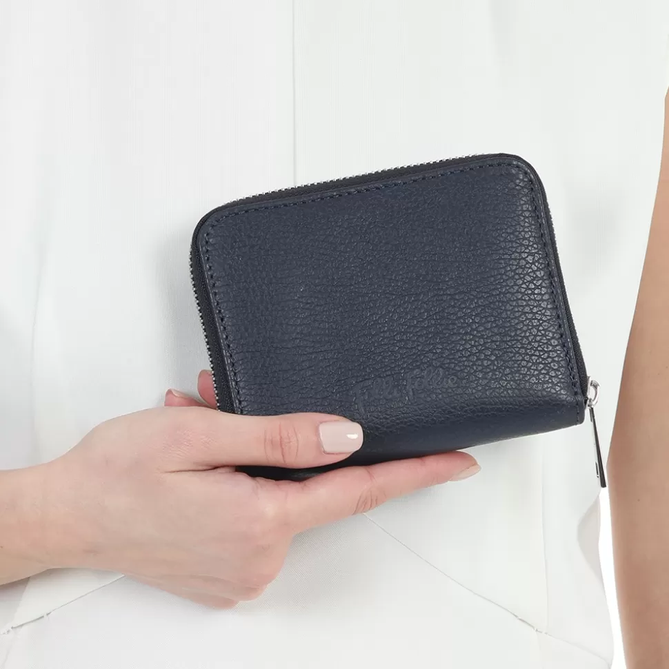 Cartera Compacta Folli Follie en Cuero Azul Marino - Diseño Mini Descubrimientos para Mujer