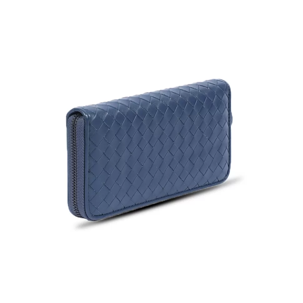 Cartera Compacta Folli Follie Mujer - Mini Aventuras en Cuero Azul Tejido, Diseño Artesanal y Práctico
