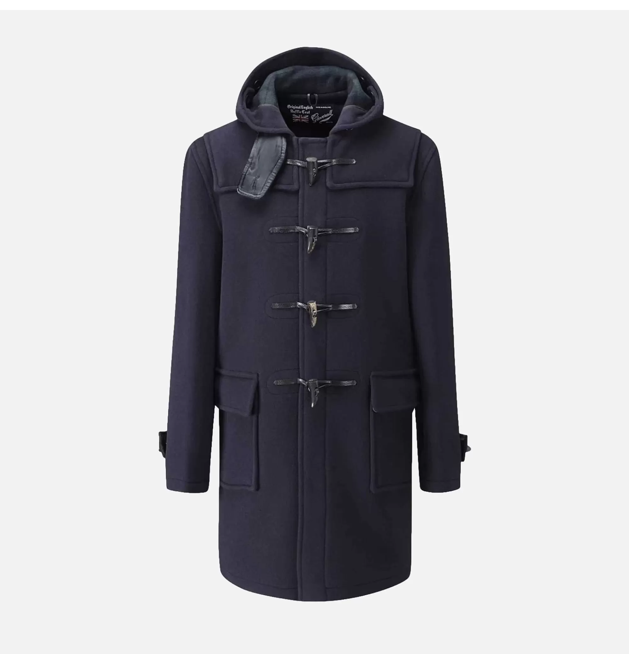Chamarra Duffle Morris de Gloverall - Modelo Clásico en Azul Marino y Negro con Detalles Stewart, Abrigo Militar de Lana para Hombre