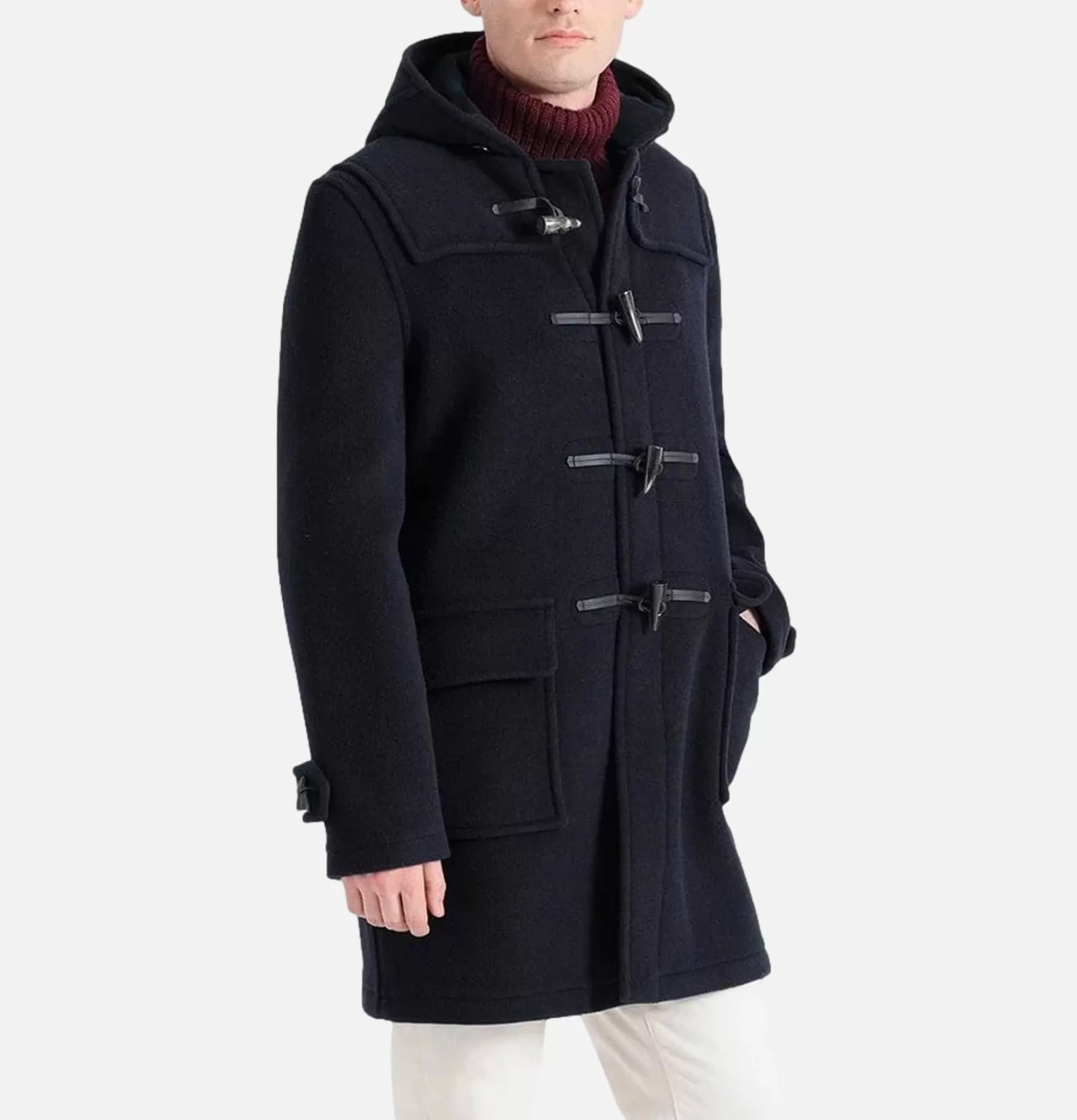 Chamarra Duffle Morris de Gloverall - Modelo Clásico en Azul Marino y Negro con Detalles Stewart, Abrigo Militar de Lana para Hombre