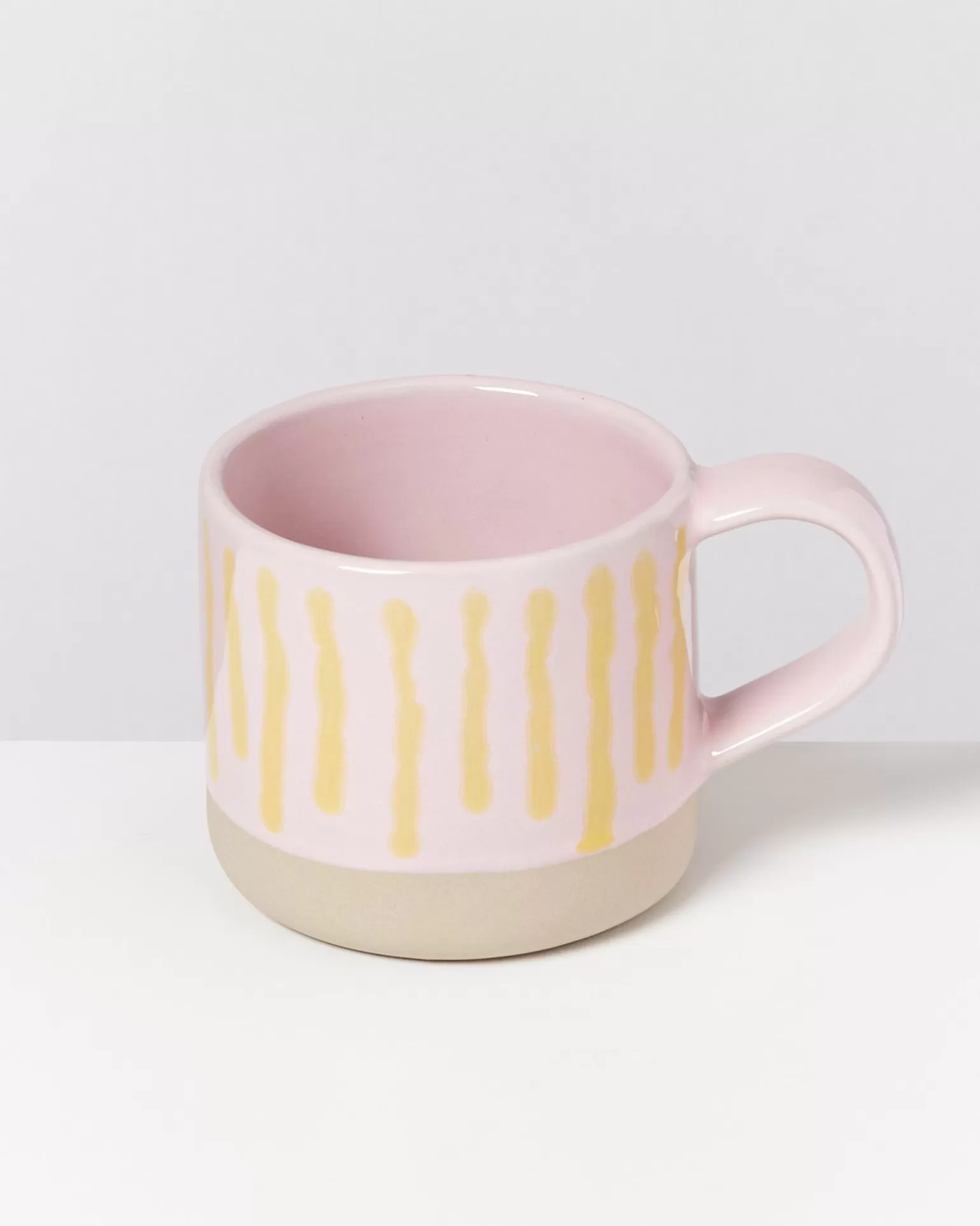 Miio Nòdoa | Juego de 4 Tazas Acogedoras con Diseño en Rayas Rosas y Amarillas - Decoración Moderna para Hogar y Cocina