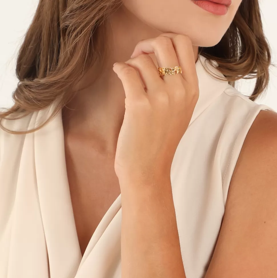 Anillo Dorado Dulce Miel para Mujer - Joyería Elegante Folli Follie
