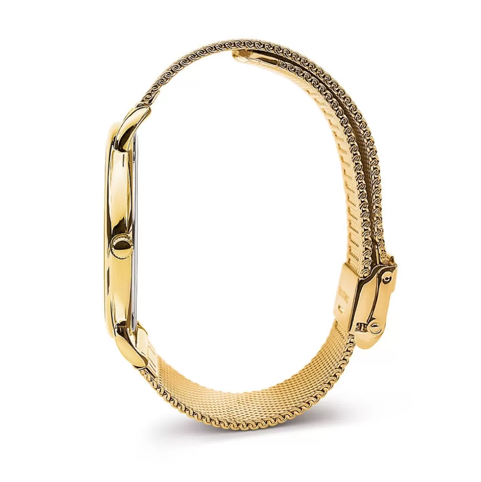Pulsera Folli Follie con Reloj Oversized - Malla Dorada de Ajuste Perfecto para Mujer