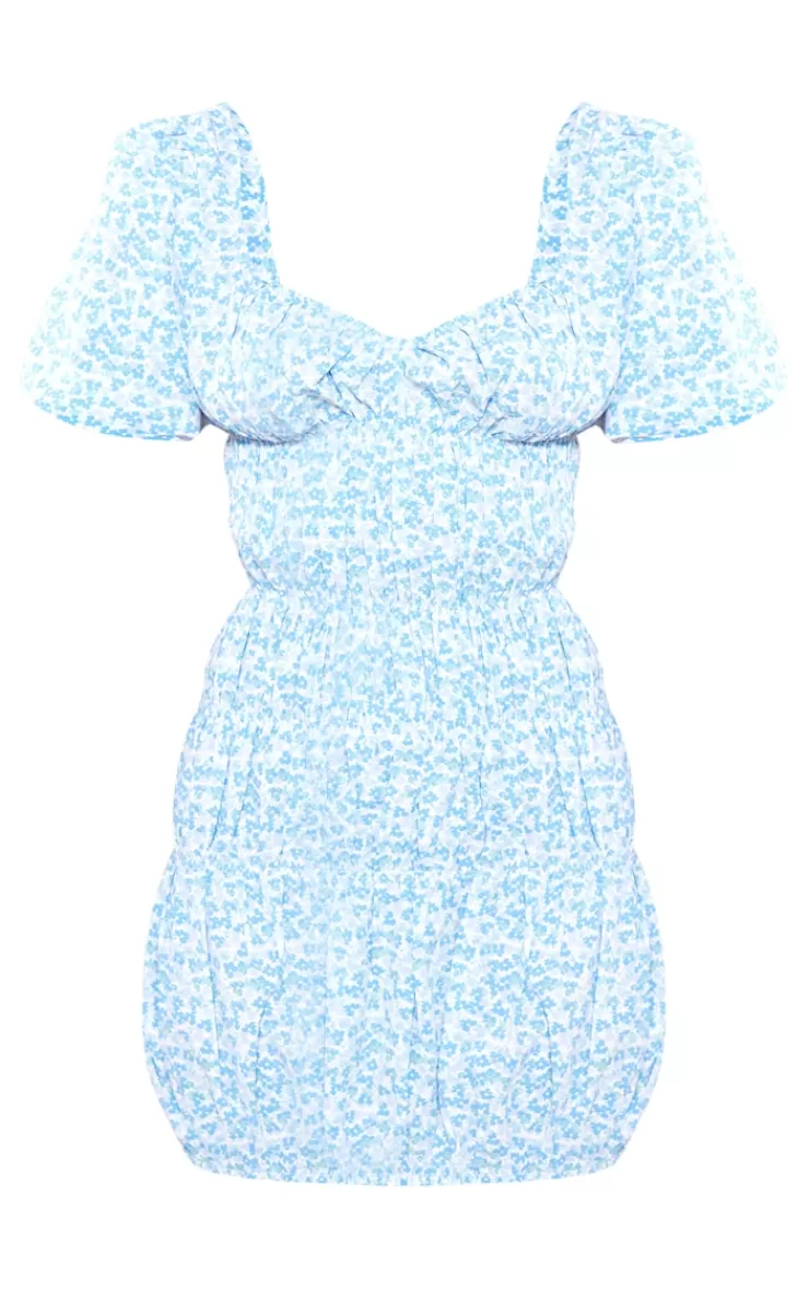 PrettyLittleThing Petite  Floral Puff Sleeve Mini Dress< Petite Wedding Guest Dresses