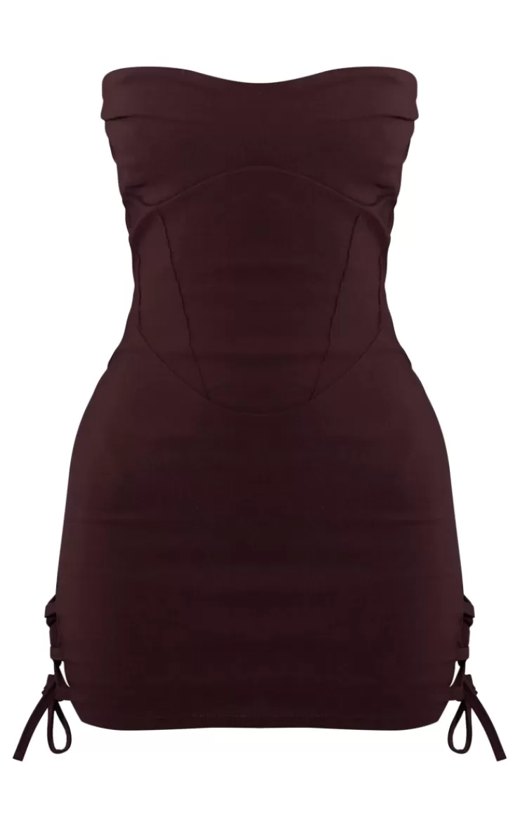 PrettyLittleThing Petite  Lace Up Detail Fitted Bodycon Dress< Petite Wedding Guest Dresses
