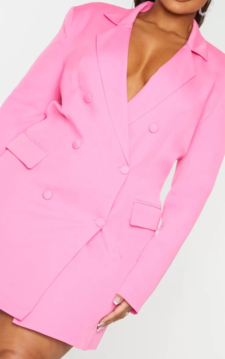 PrettyLittleThing Plus  Double Breasted Structured Blazer Dress< Plus Size Wedding Guest Dresses