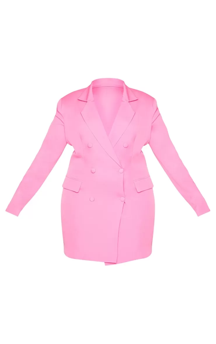 PrettyLittleThing Plus  Double Breasted Structured Blazer Dress< Plus Size Wedding Guest Dresses
