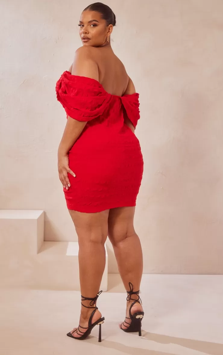 PrettyLittleThing Plus  Textu V Bar Bodycon Dress< Honeymoon Outfits