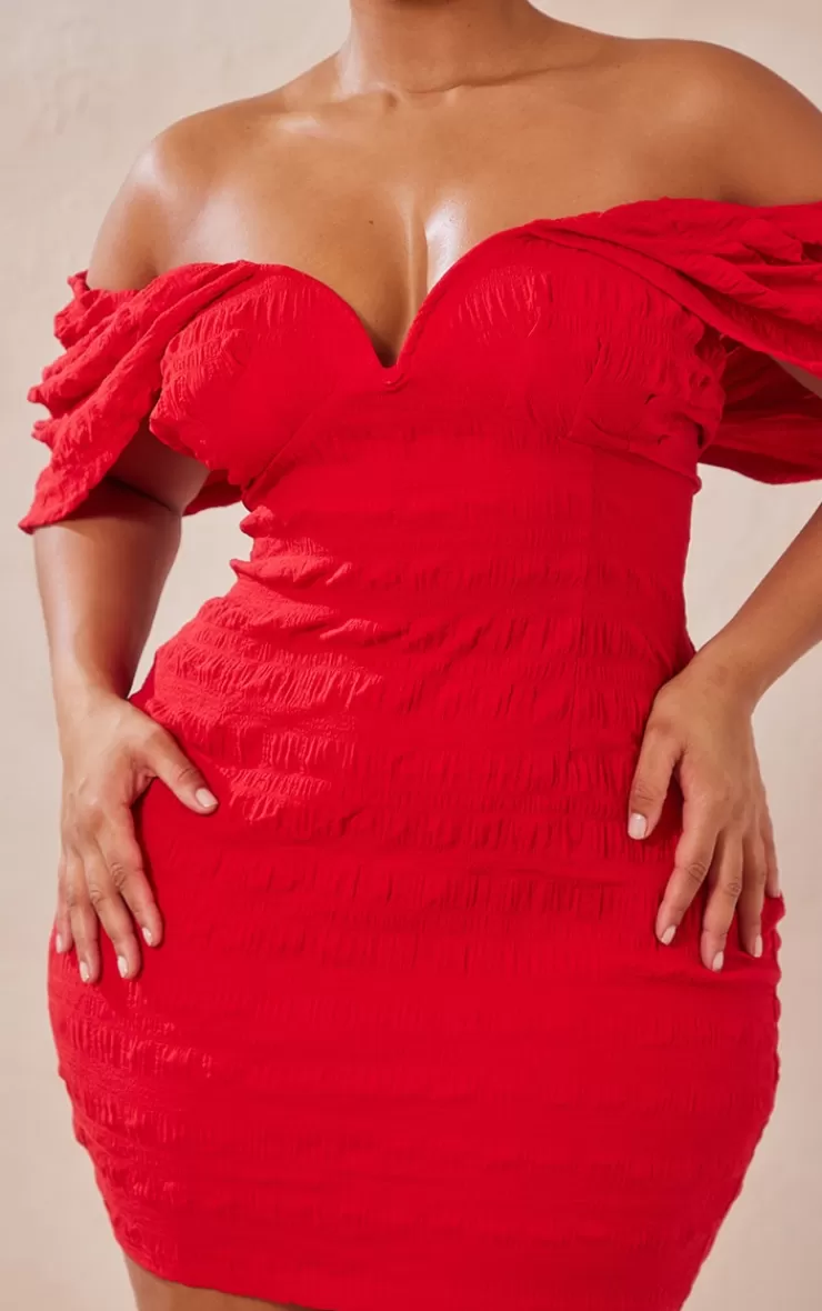 PrettyLittleThing Plus  Textu V Bar Bodycon Dress< Honeymoon Outfits