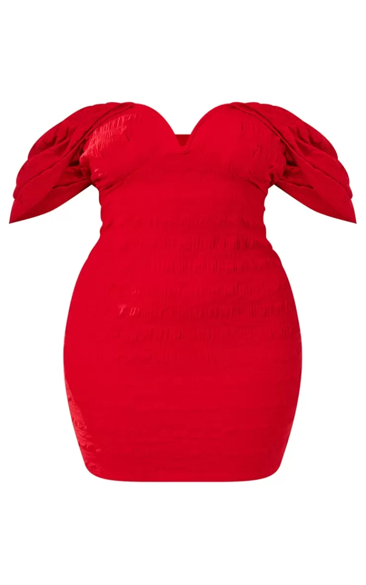 PrettyLittleThing Plus  Textu V Bar Bodycon Dress< Honeymoon Outfits