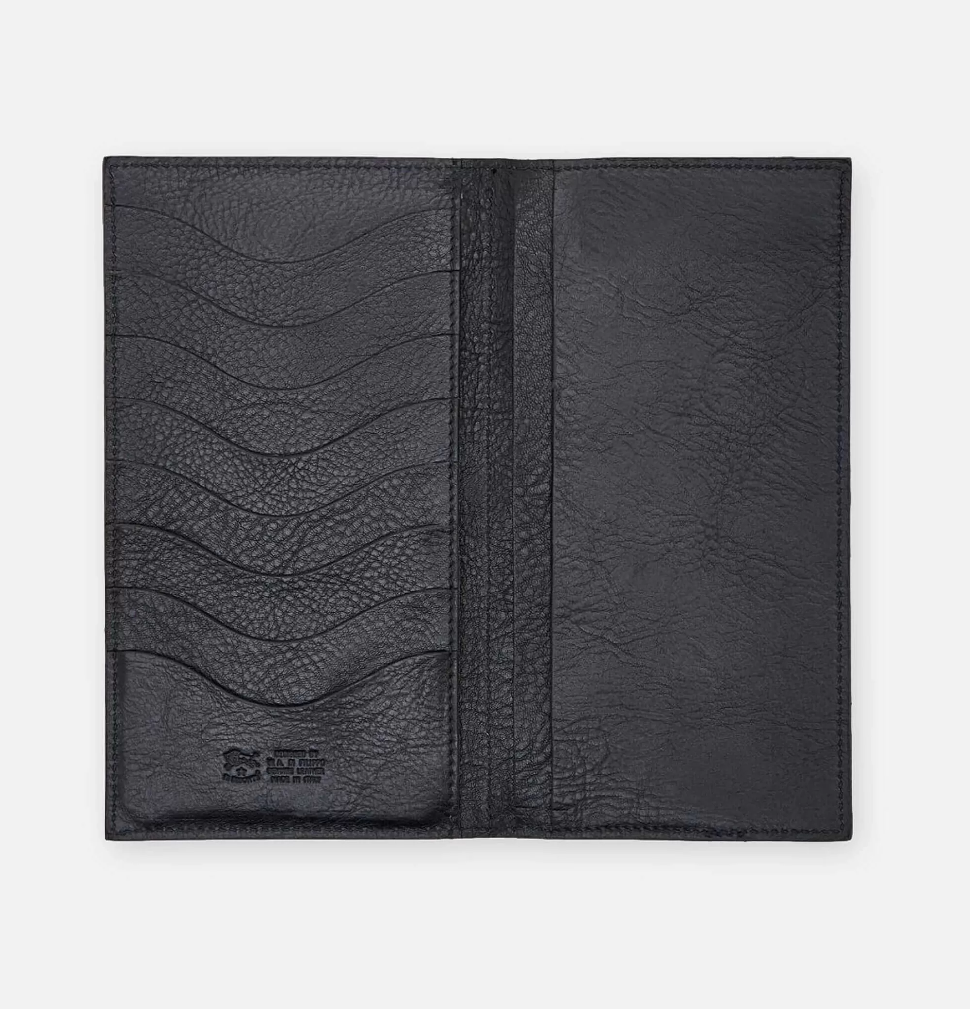 Portafolio Compacto IL BISONTE en Cuero Negro - Accesorio Elegante para Tarjetas y Documentos