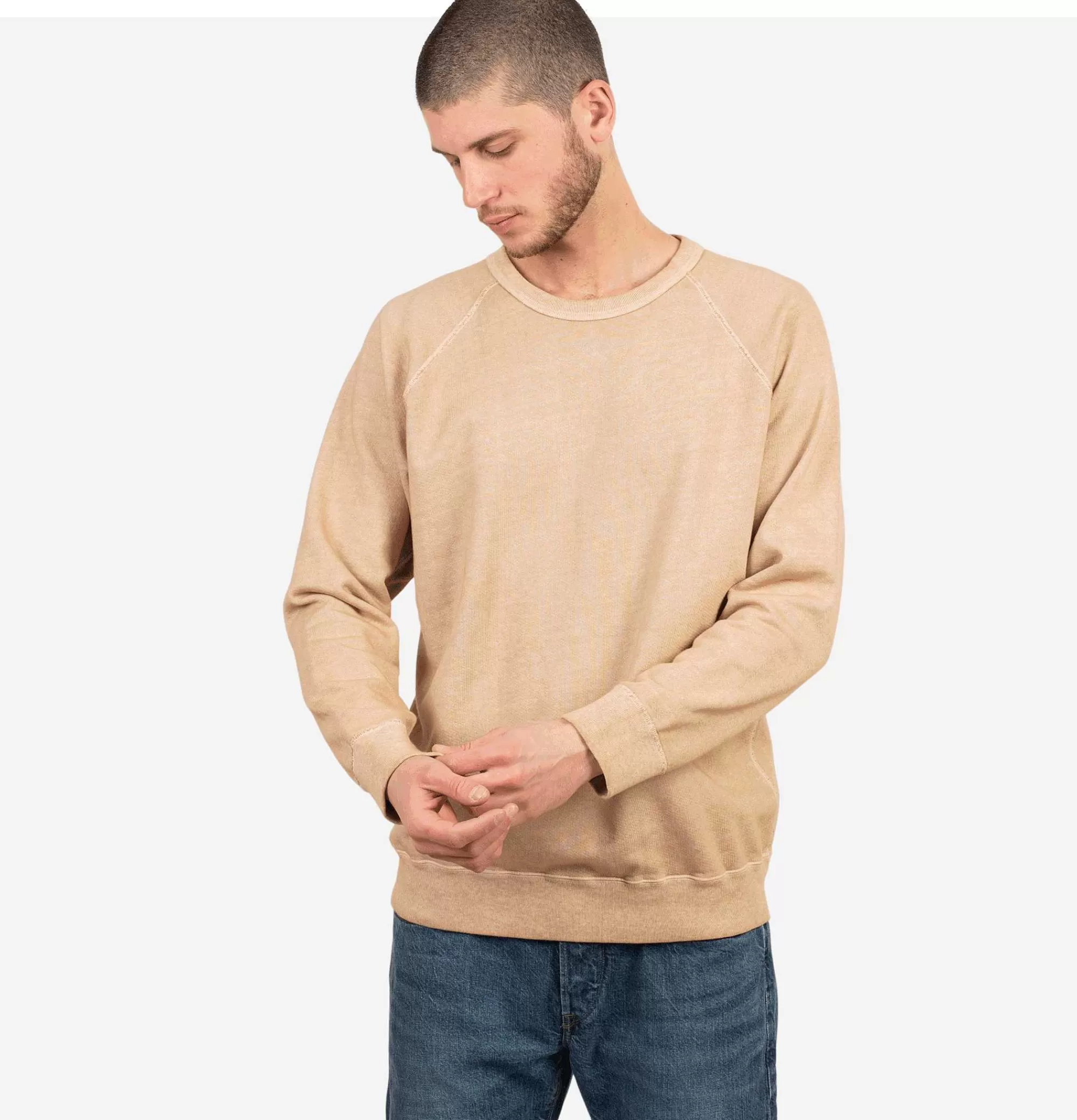 Sudadera Canguro GOOD ON · Confort Raglan en Latte · Estilo Casual con Forro Polar