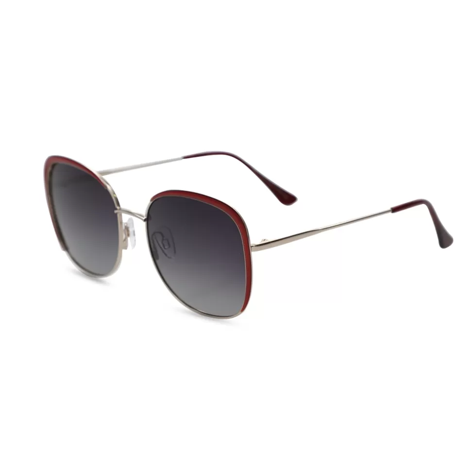 Lentes Folli Follie para Mujer - Diseño Rectangular con Marco Metálico Rojo y Estilo Urbano