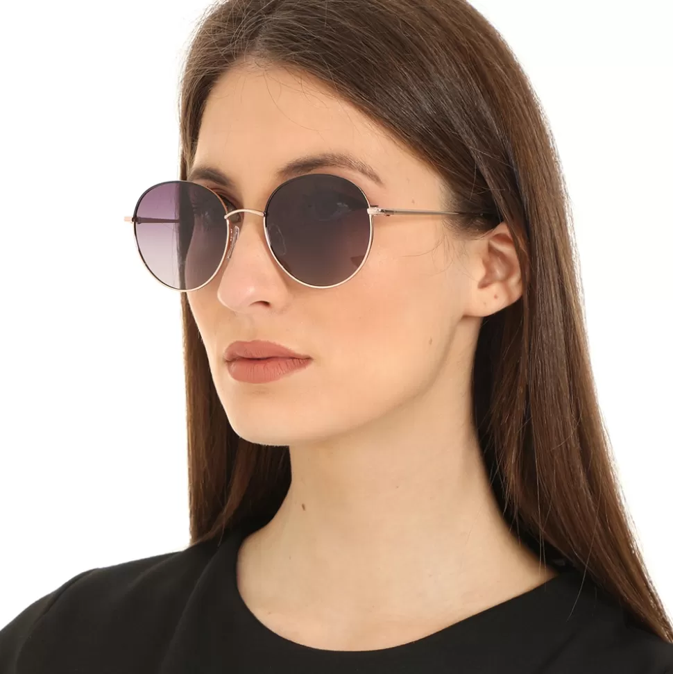 Gafas de Sol Folli Follie para Mujer - Estilo Redondo en Metal Negro de Lujo