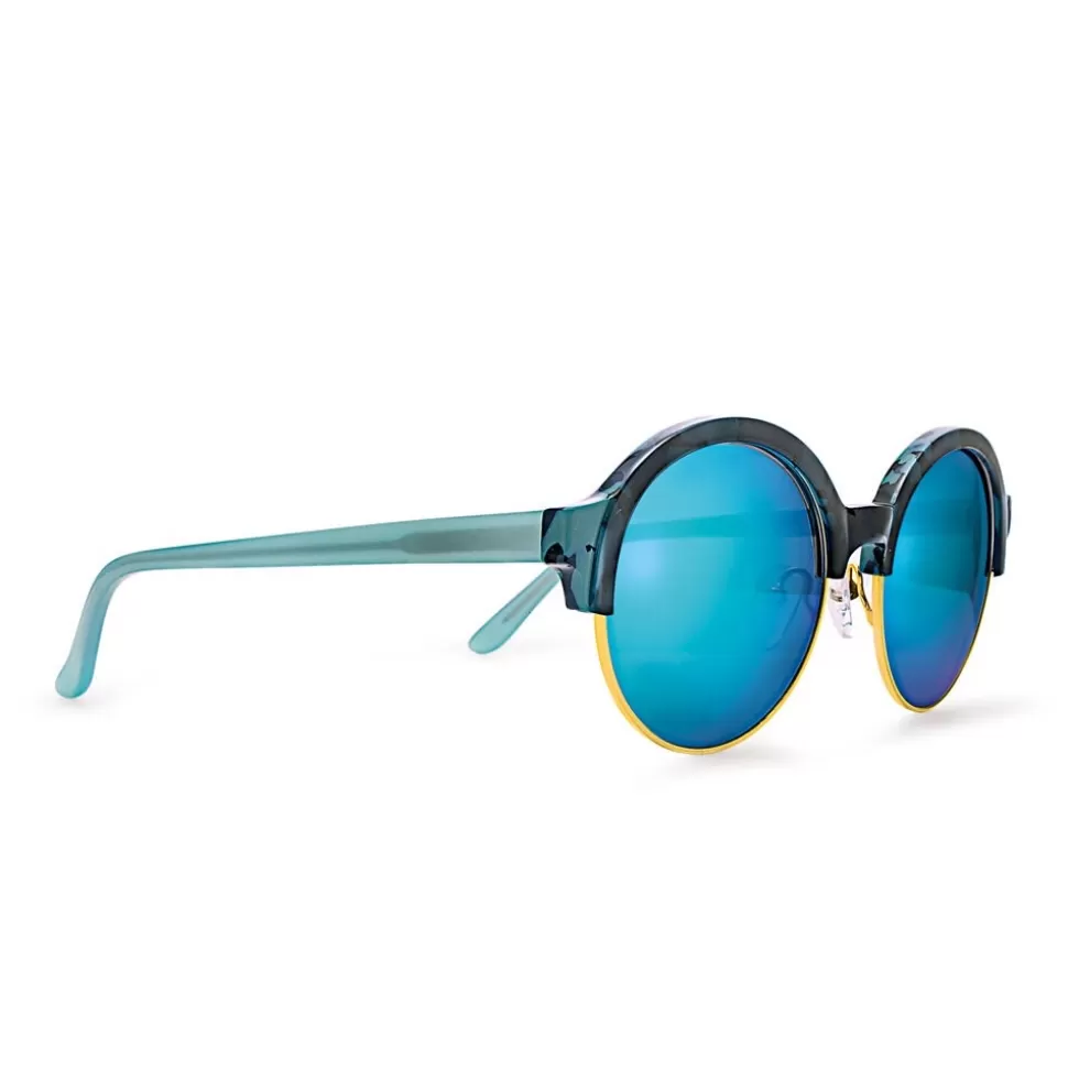 Gafas de Sol Folli Follie Mujer - Modelo Redondo Azul con Cristales Espejo Iridiscentes