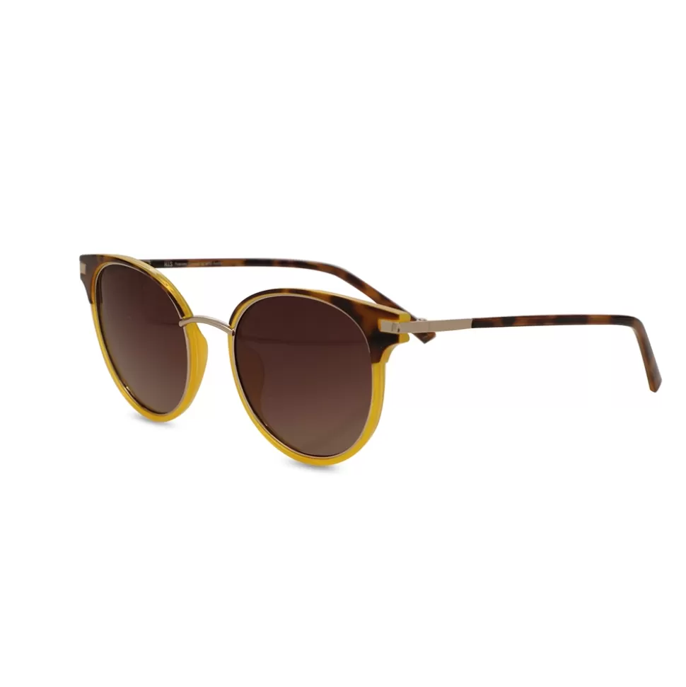 Gafas de sol Folli Follie para mujer | Diseño redondo con acabado dual en marrón tostado y ámbar brillante