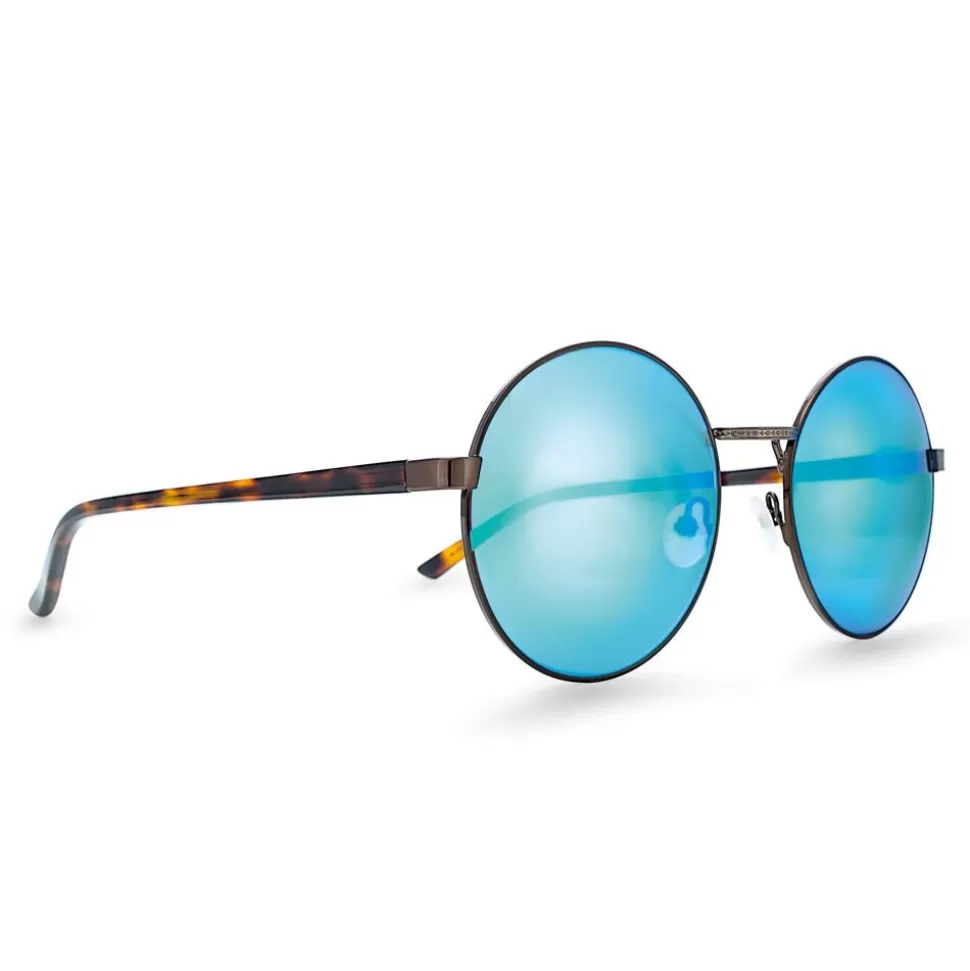 Gafas de Sol Folli Follie para Mujer: Estilo Redondo con Marco Metálico y Cristales Azul Cielo - Elegancia y Protección UV en Cada Detalle