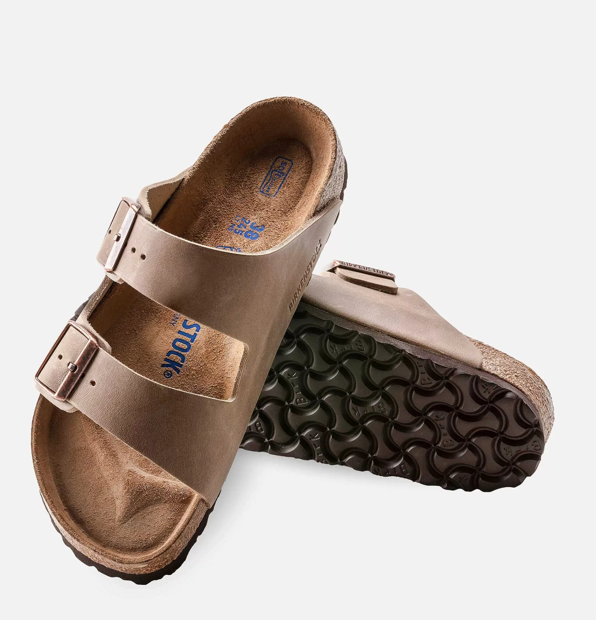 Sandalias Arizona Estrecho para Hombre en Cuero Efecto Tabaco - Birkenstock