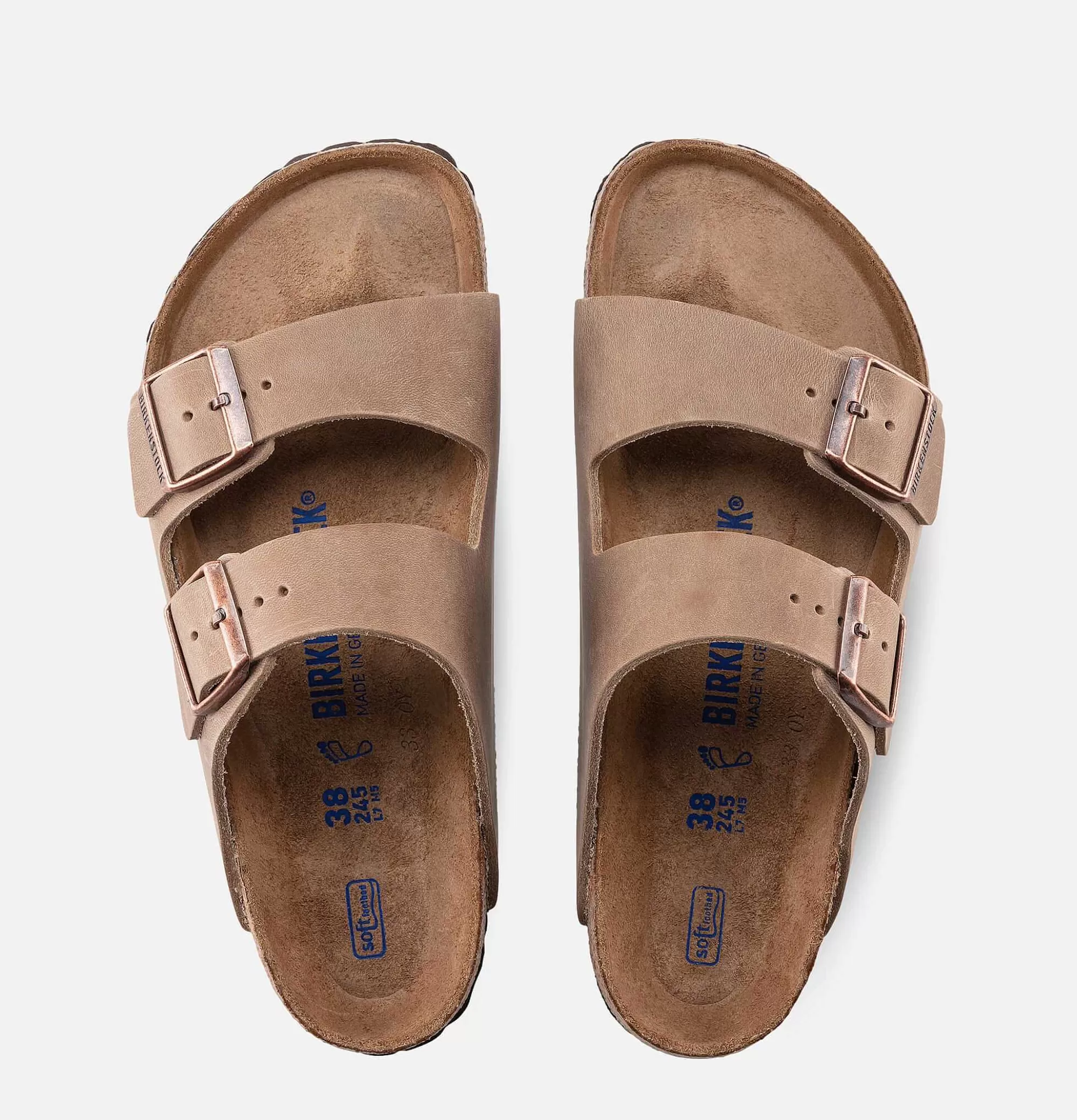 Sandalias Arizona Estrecho para Hombre en Cuero Efecto Tabaco - Birkenstock