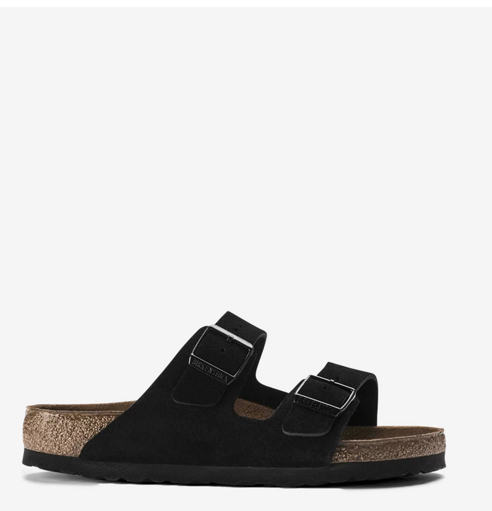 Sandalias Arizona Birkenstock - Ante Negro con Base Acolchada para Mujer